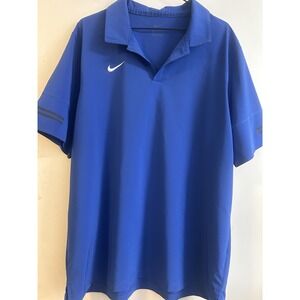 Nike Men's Shirt Blue with Black Strip and White Logo Short Sleeve Size XL